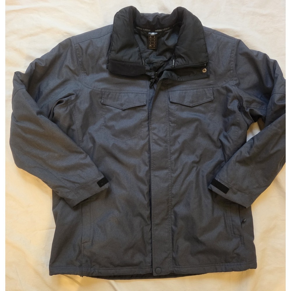 Adidas Outdoor Insulated Jacket Mens 2XL Gray Full Zip Quilted Winter Coat